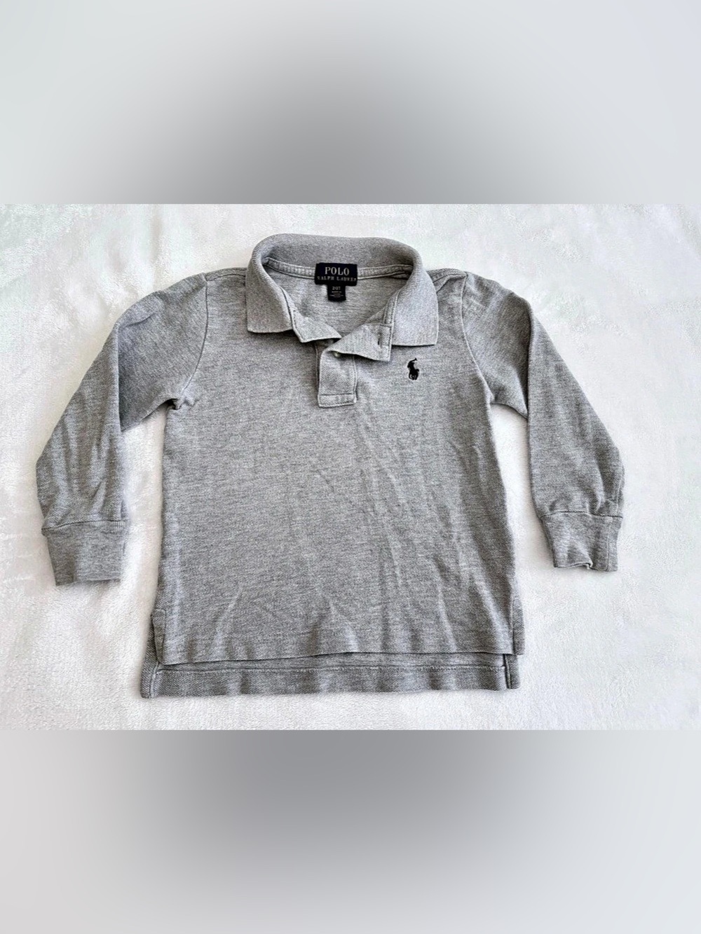 Polo Ralph Lauren Long-Sleeve Cotton Mesh Polo Shirt Gray (size 2T)